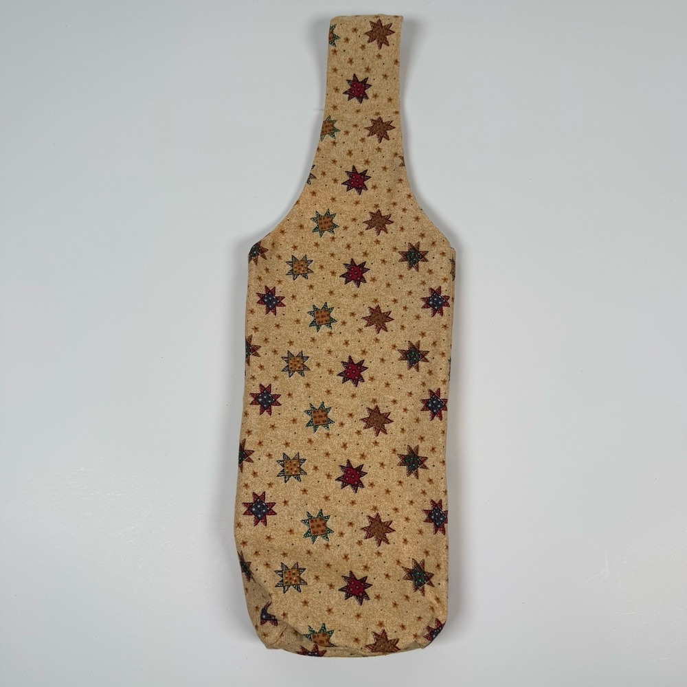Handmade Fabric Wine Bottle Holder Carrier Gift House Warming New Prairie Star